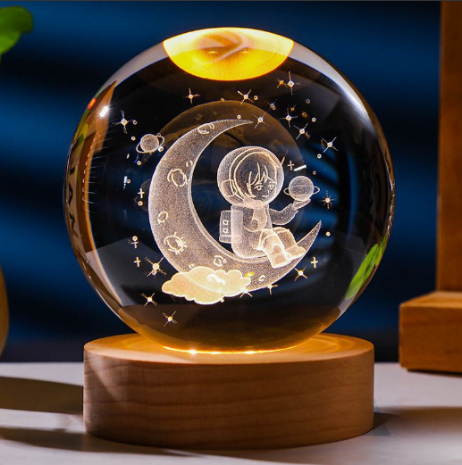 Lampara Calmante Esfera Mistica de Cristal Premium Cosmica